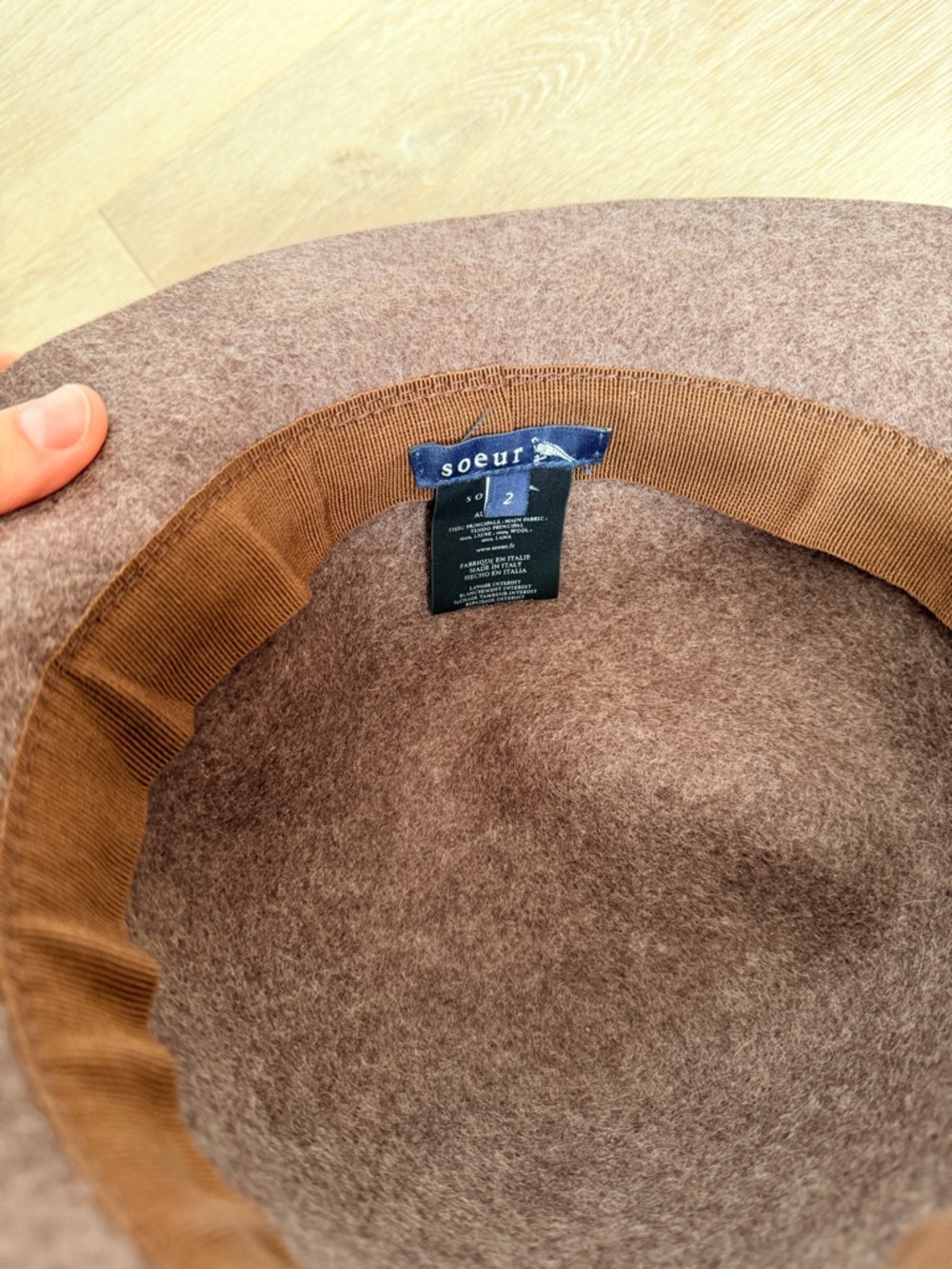 Soeur 100% Wool Cloche Bucket Hat Made in Italy French Minimalist Size 2 France - Picture 7 of 12